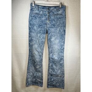 Pilcro Anthropologie High Rise Trouser Bootcut Jeans Size 26 Paisley Print Denim
